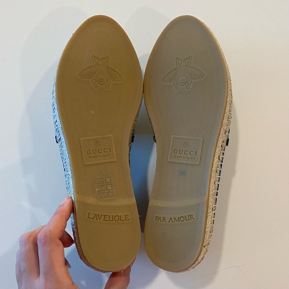 Gucci Blue GG Logo Multicolor Canvas Espadrilles Flats - Picture 9 of 12